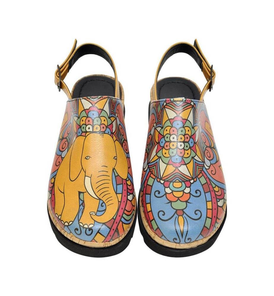 Sandales à semelles compensées en cuir végétal orange - India Design