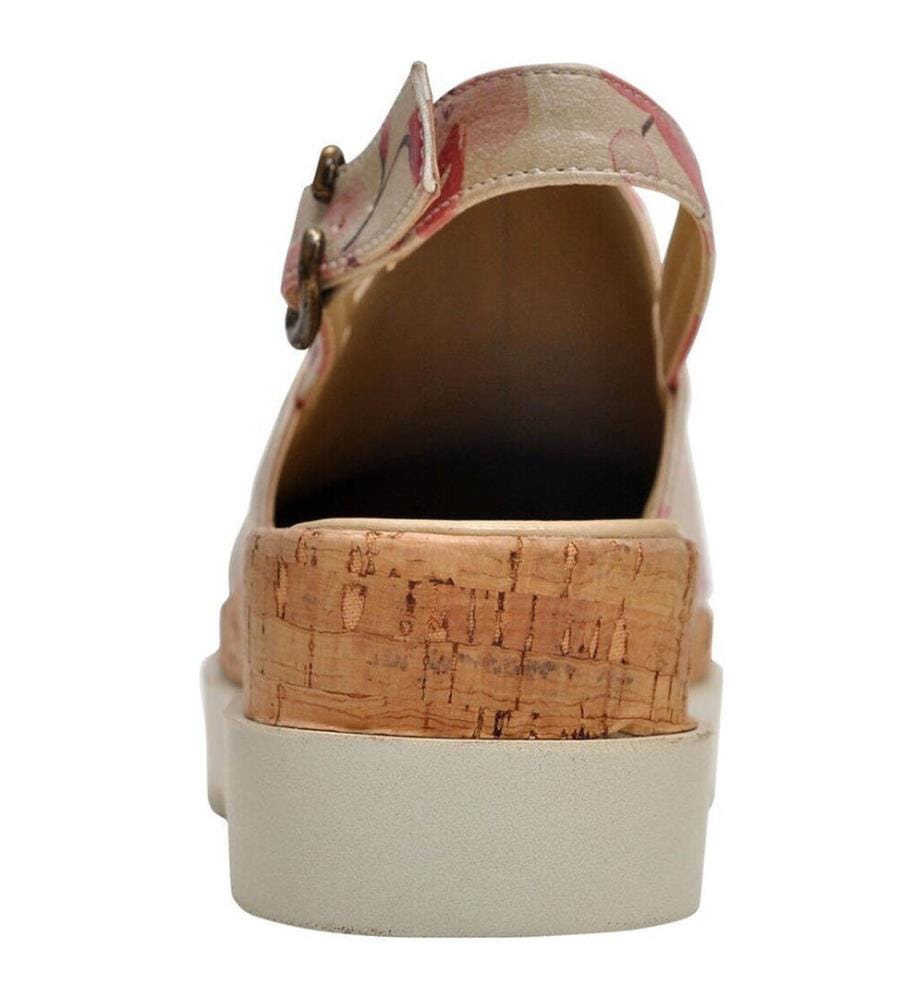 Sandales à semelles compensées en cuir végétal beige - More Summer Design