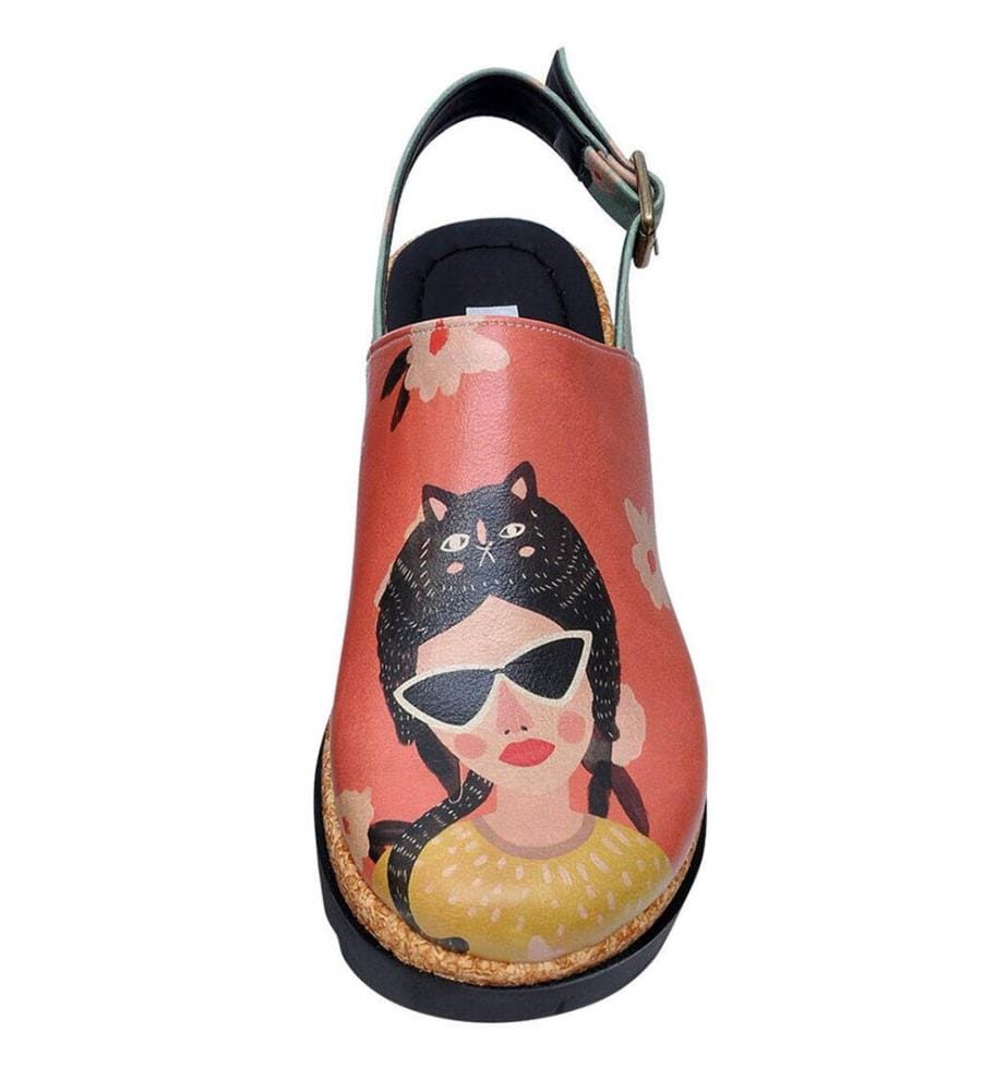 Sandales à semelles compensées en cuir végétal rose - Cat Hat Design