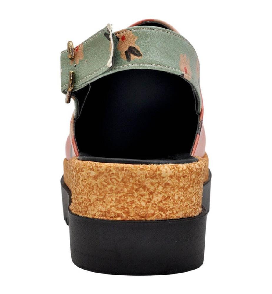 Sandales à semelles compensées en cuir végétal rose - Cat Hat Design