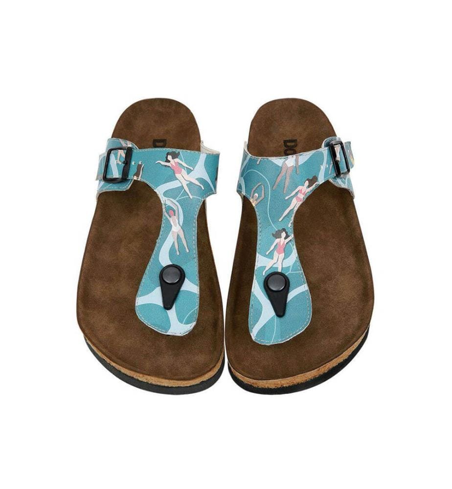 Chaussons en cuir végétal bleu - Let's Swim Design