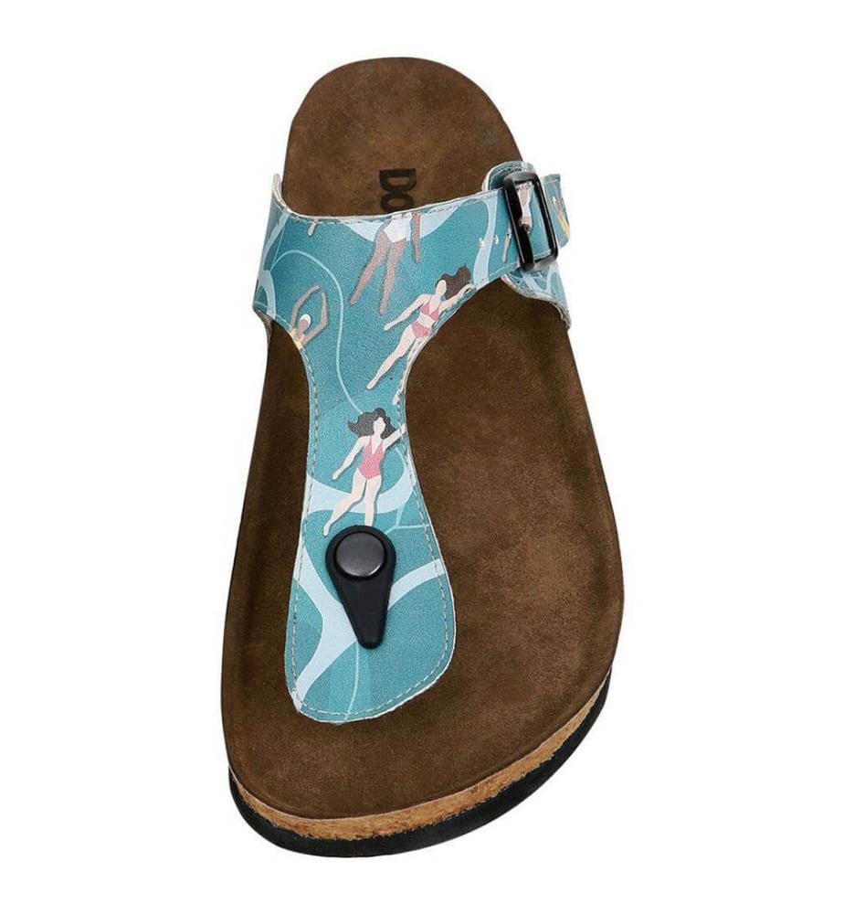 Chaussons en cuir végétal bleu - Let's Swim Design