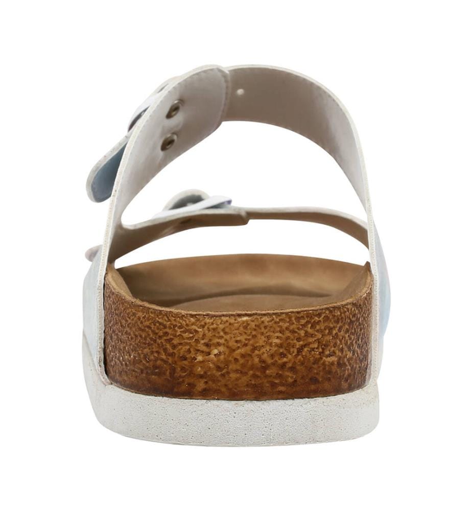 Chaussons en cuir végétalien rose - motifs de fleurs et de fruits