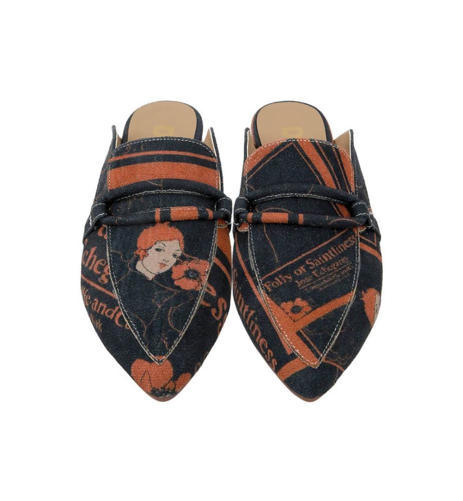 Chaussons en cuir végétalien noir - Folly or Saintliness Design