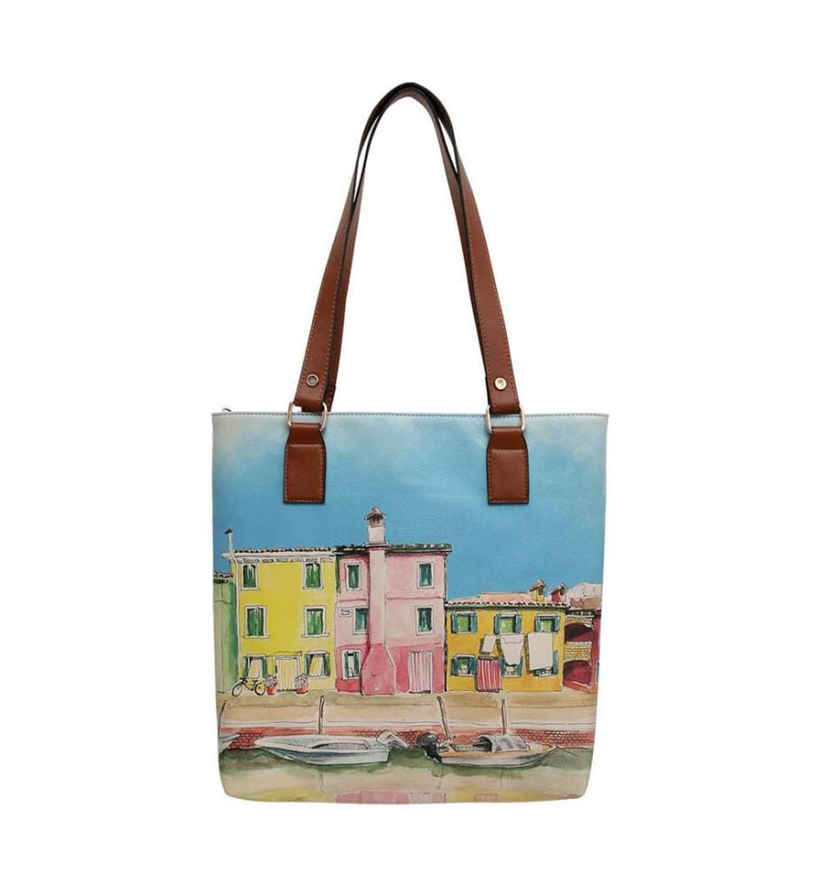 Sac Shopping en vegan Burano Island Design - Bleu