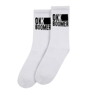 Chaussettes Blanches Végétaliennes - Ok Boomer Design