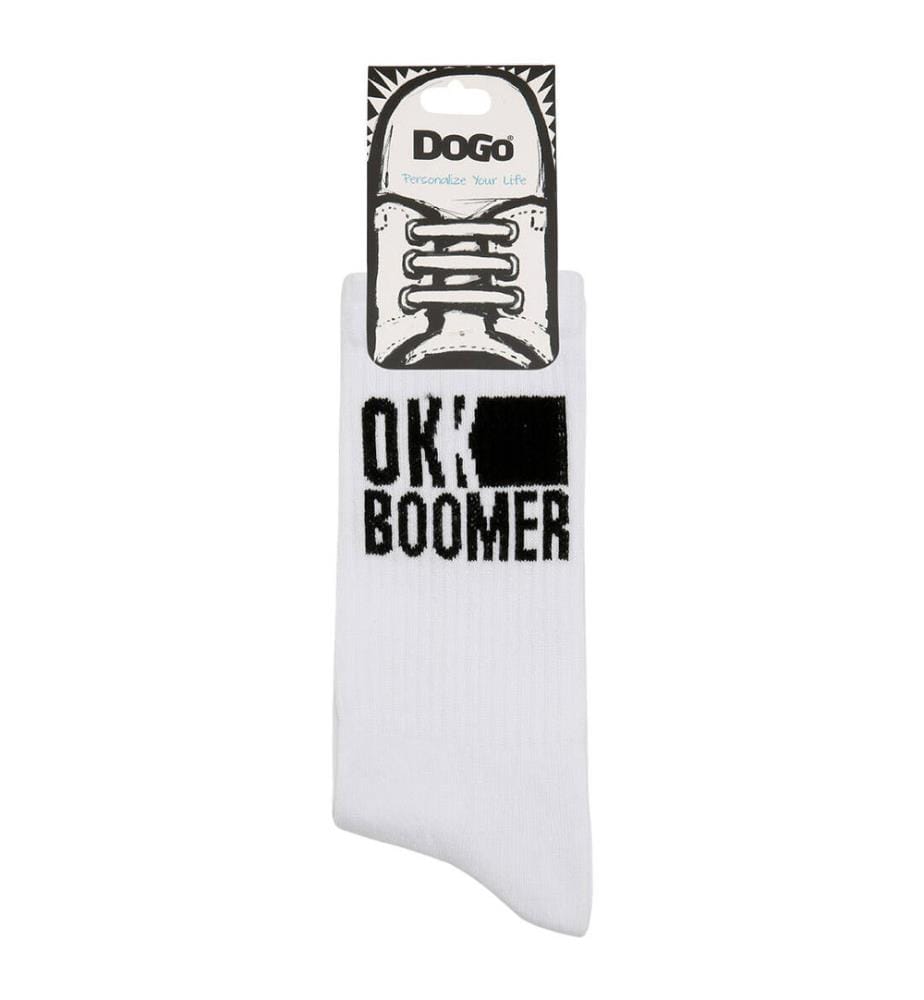 Vegane weisse Socken - Ok Boomer Design