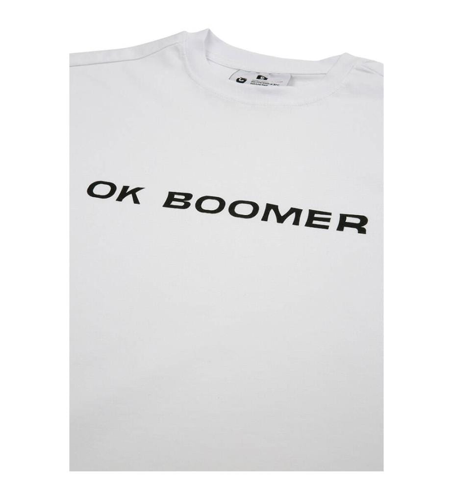 Veganes weisses T-Shirt - Ok Boomer Design