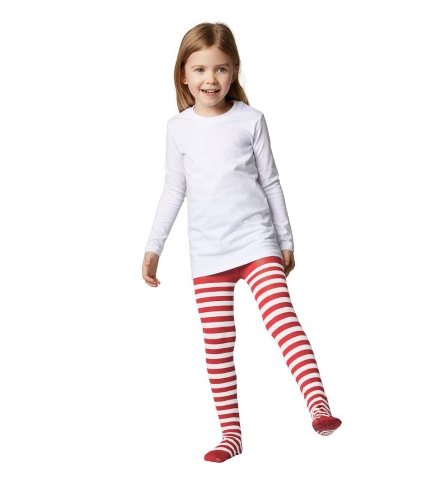 Collants à rayures pour enfants rouge-blanc