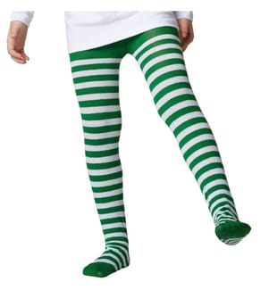 Gestreifte Strumpfhose für Kinder grün-weiss
