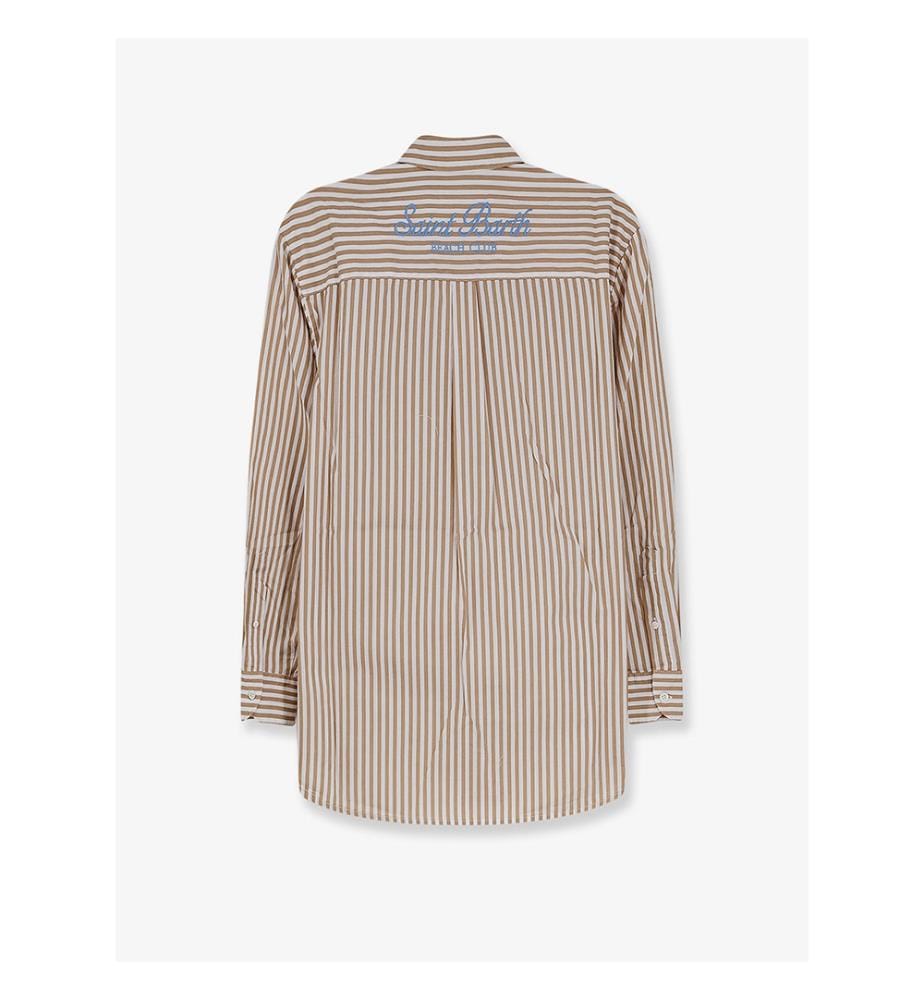 Gestreiftes Baumwollhemd Brigitte - Beige