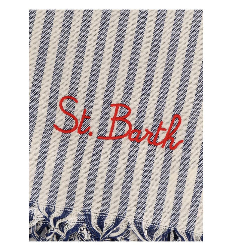 Gestreiftes Strandtuch aus Baumwolle - Blau