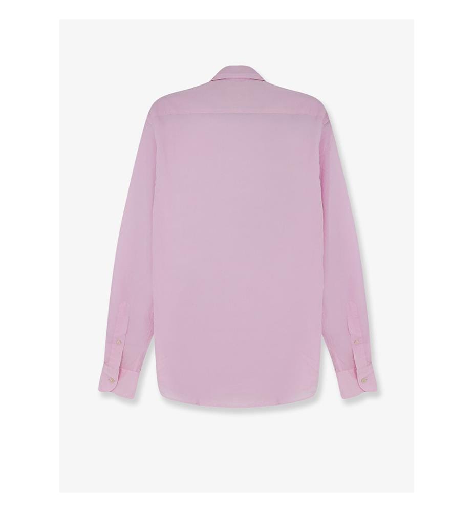 Chemise en coton avec logo brodé sur le devant - Rose