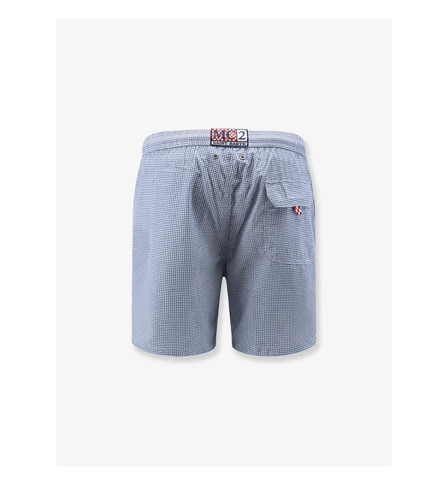 Nylon swim shorts with micro pattern - Blue