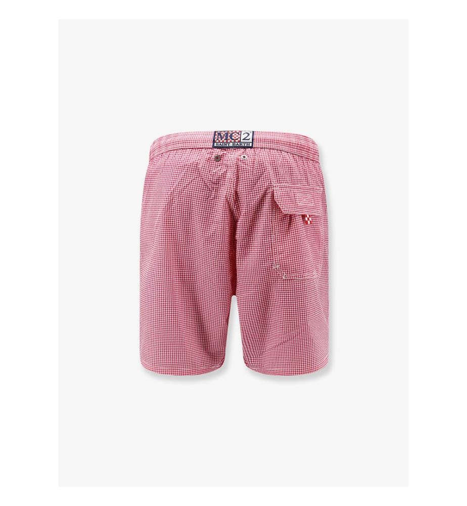 Patmos Nylon-Badehose mit Vichy-Muster - Pink