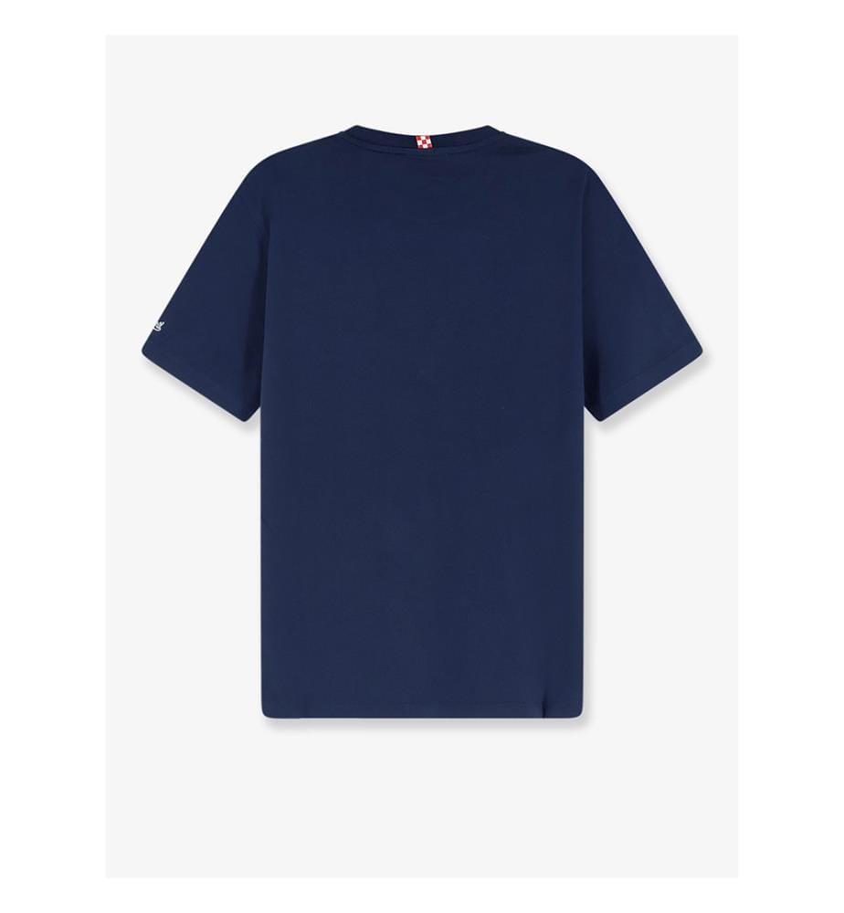 T-shirt en coton Portofino avec logo brodé sur le devant - Bleu