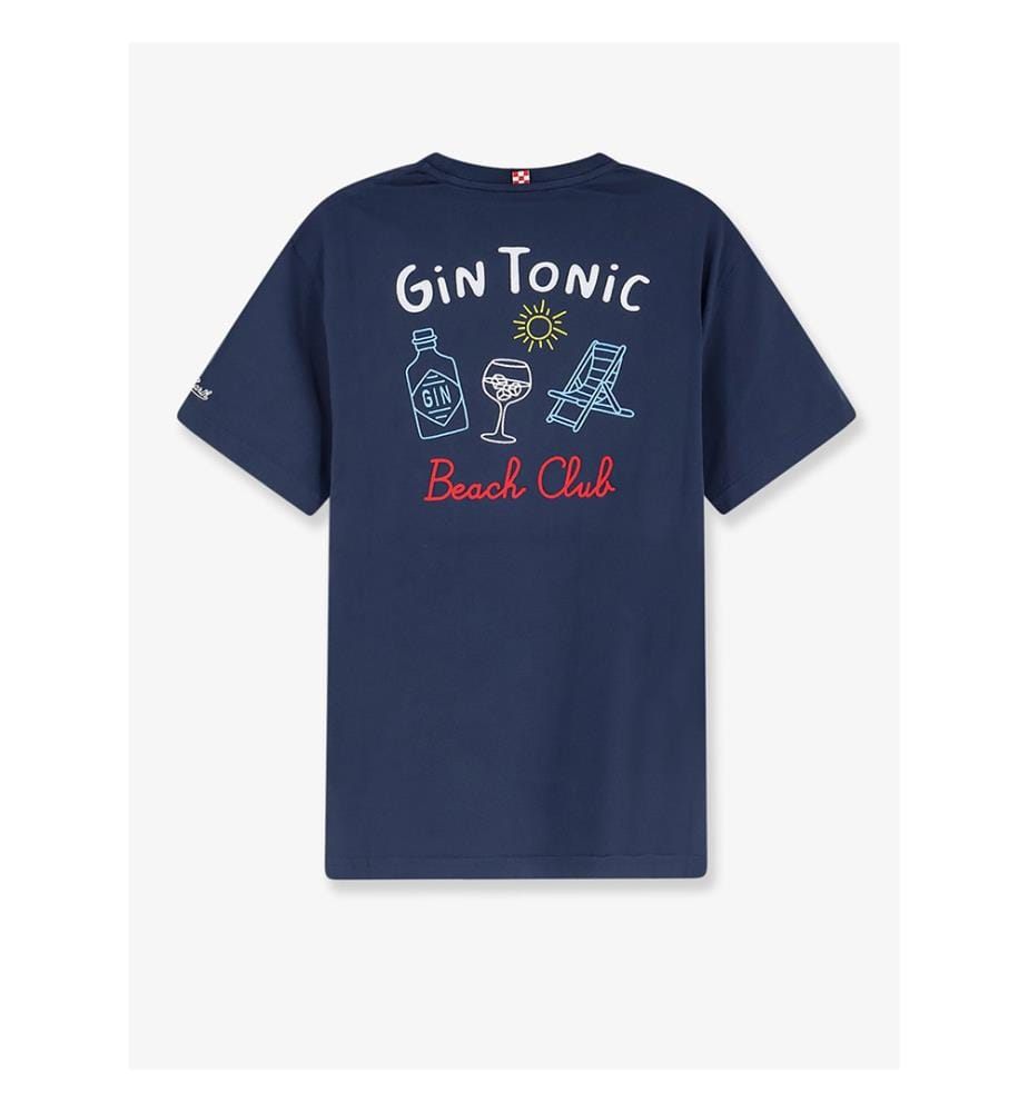 T-shirt en coton Portland avec broderie sur le devant - Bleu