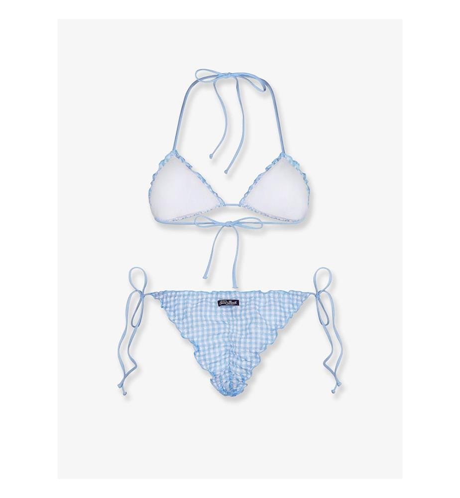Bikini Sagitami en nylon avec motif vichy - Bleu