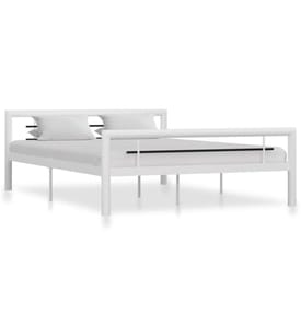 Bettgestell Weiss und Schwarz Metall 140 × 200 cm