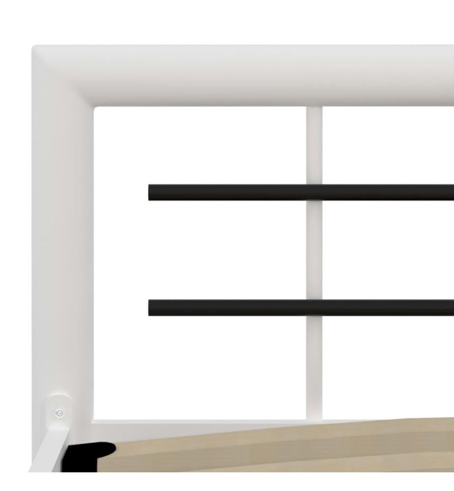 Cadre de lit Blanc et noir Métal 160 x 200 cm
