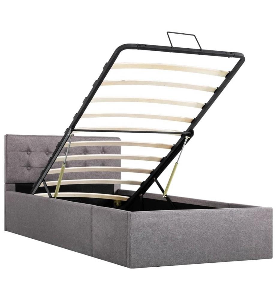 Stauraumbett Hydraulisch Taupe Stoff 100×200 cm