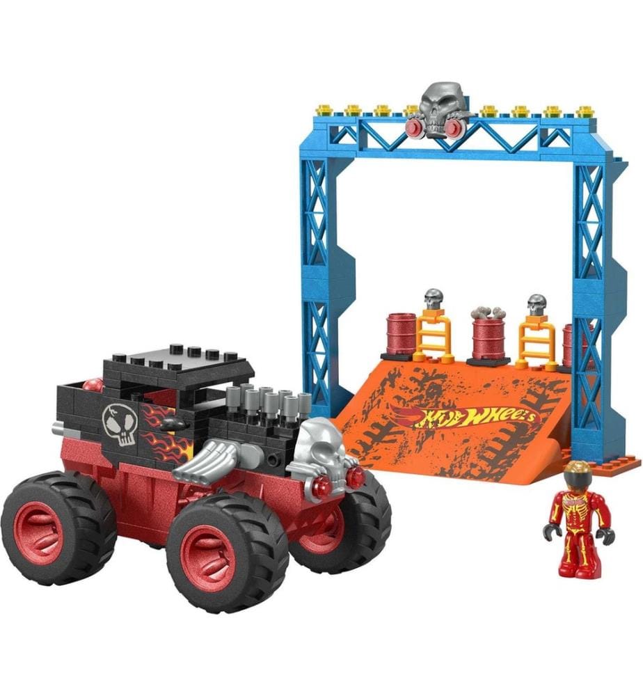 Mega Hot Wheels Monster Trucks Bone Shaker Crash Track