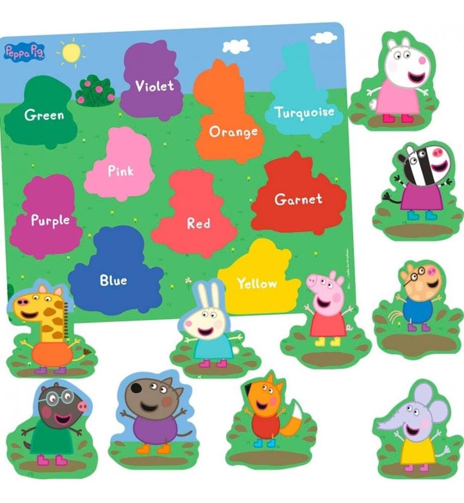 Holzpuzzle Peppa Pig 10 Teile - Formenpuzzle mit Farben -.