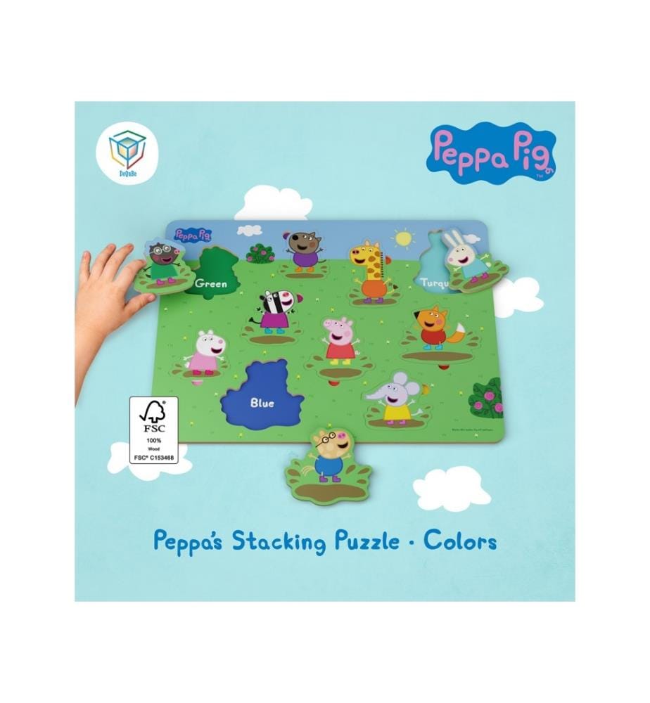 Holzpuzzle Peppa Pig 10 Teile - Formenpuzzle mit Farben -.