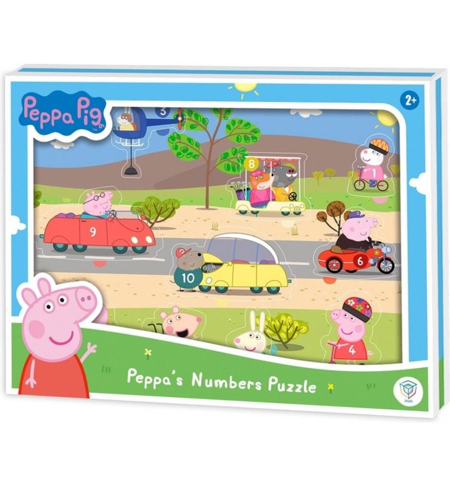 Puzzle en bois Peppa Pig 10 pièces - Puzzle de formes avec chiffres 