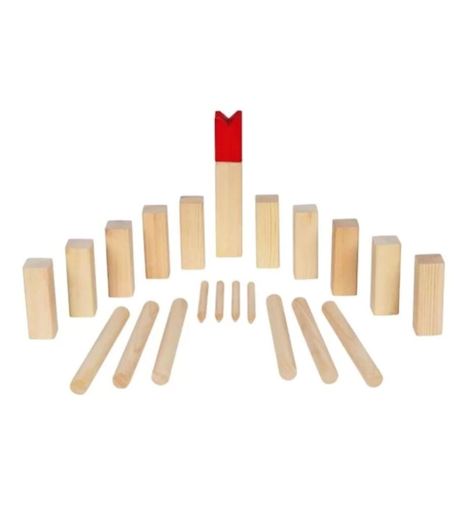 Gioco del re - 1 re: 5x5x30cm + 10 vichinghi 4,5x4,5x14,8cm + 10 bastoni: Ø3,1x30cm + 4 paletti Ø2x30cm