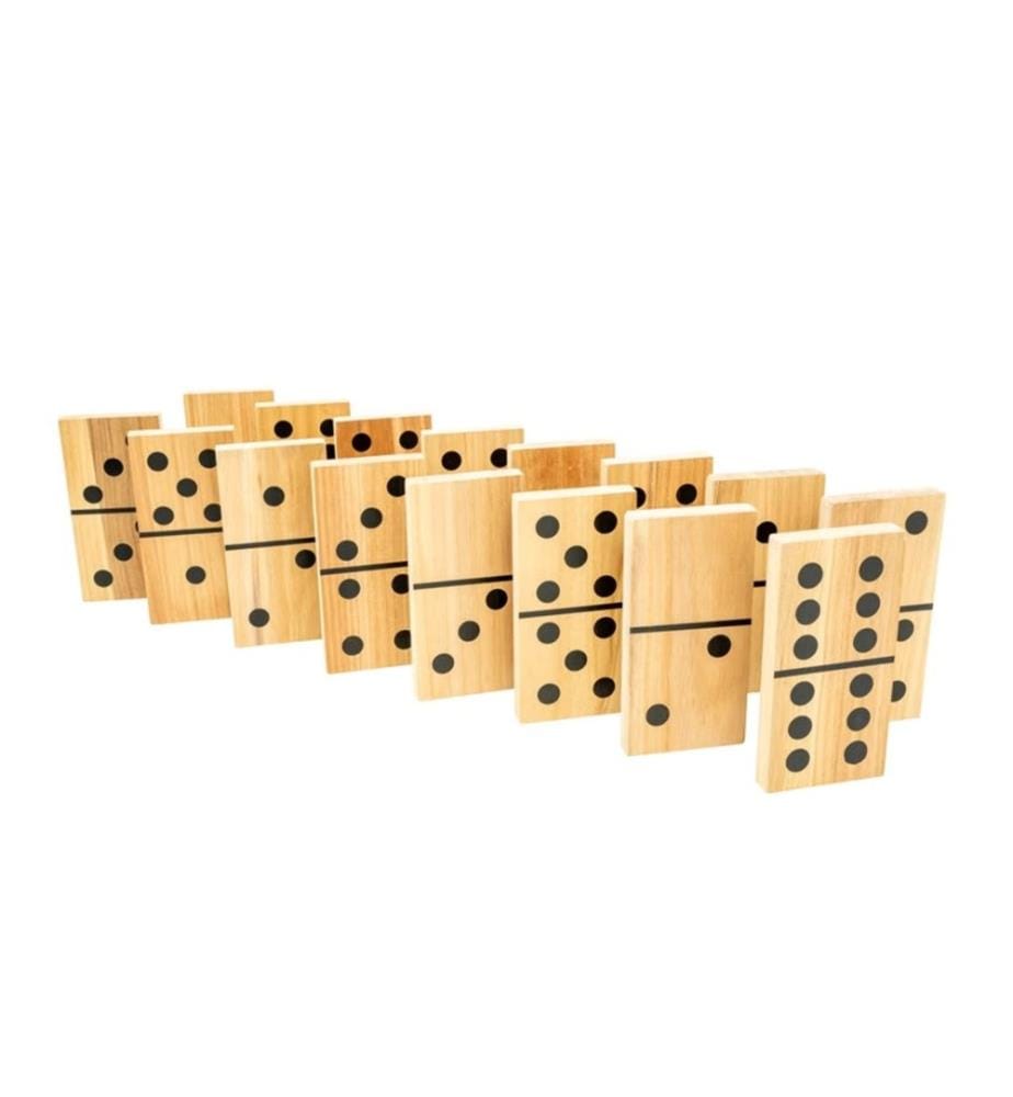 Dominos géants en bois 15x7,5cm - avec sac de rangement en coton - Bois FSC