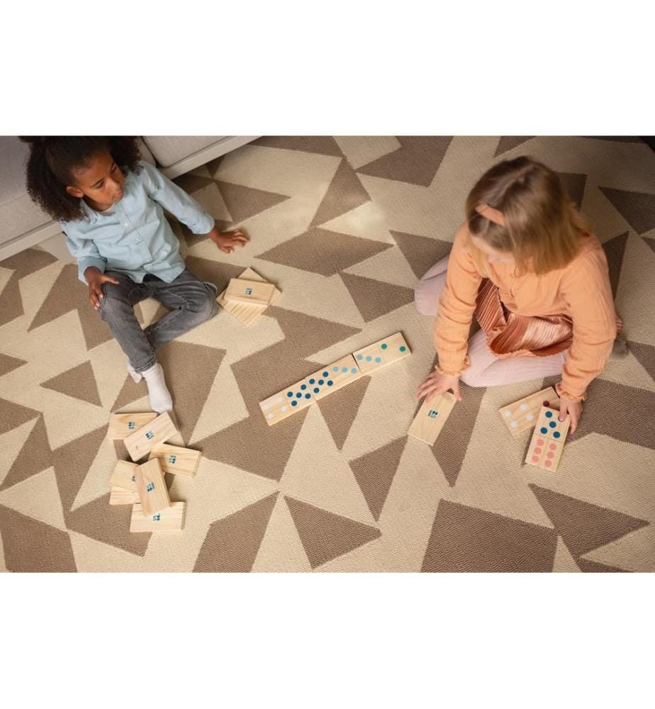 Dominos géants en bois 15x7,5cm - avec sac de rangement en coton - Bois FSC