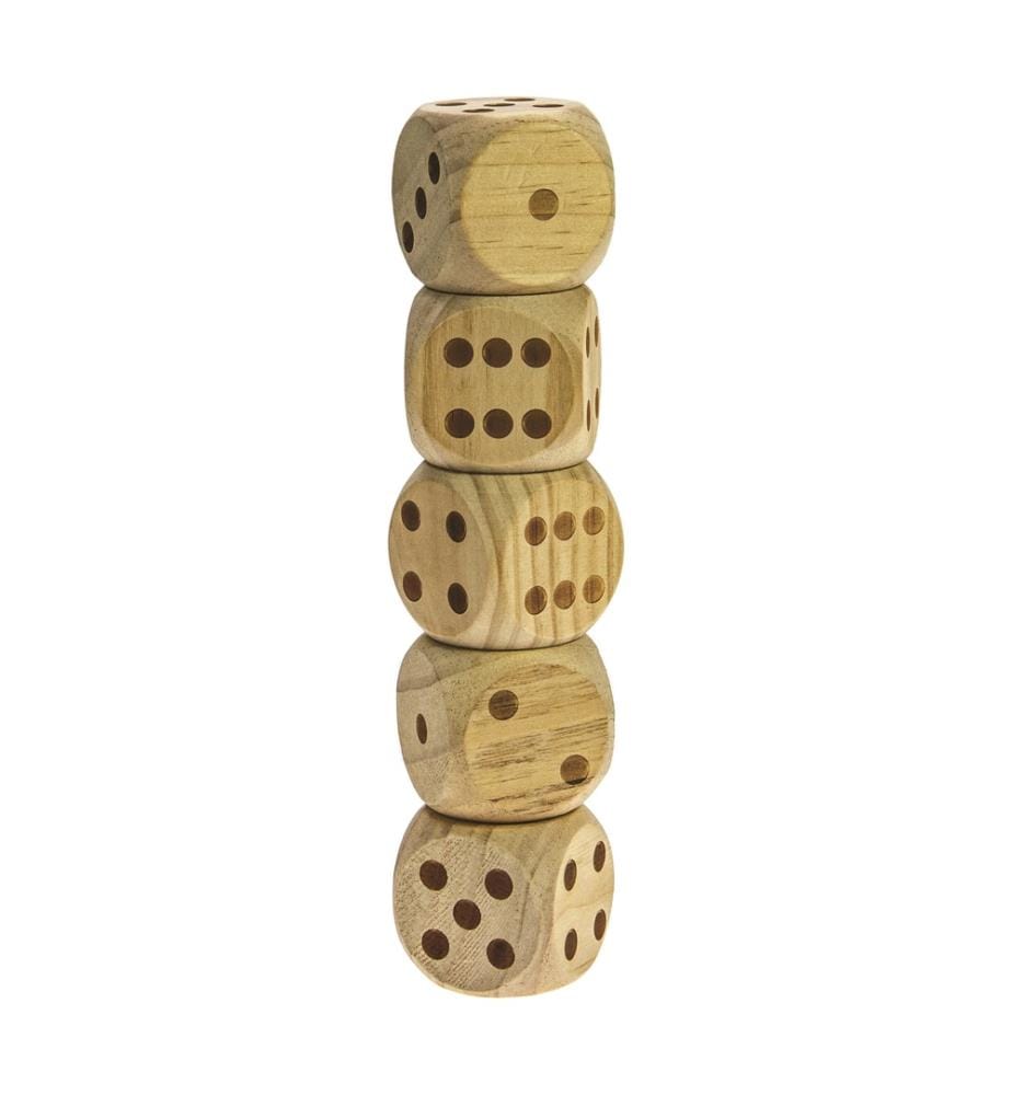 Dés géants en bois 5,5cm + feuilles de scores et sac de rangement en coton - Bois FSC