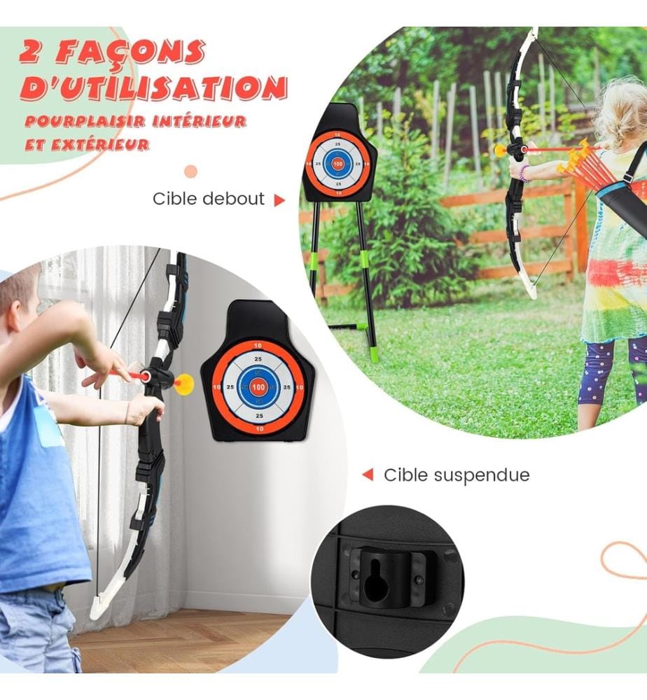 Bersaglio in piedi con arco da 66 cm, 3 frecce e faretra BC 6