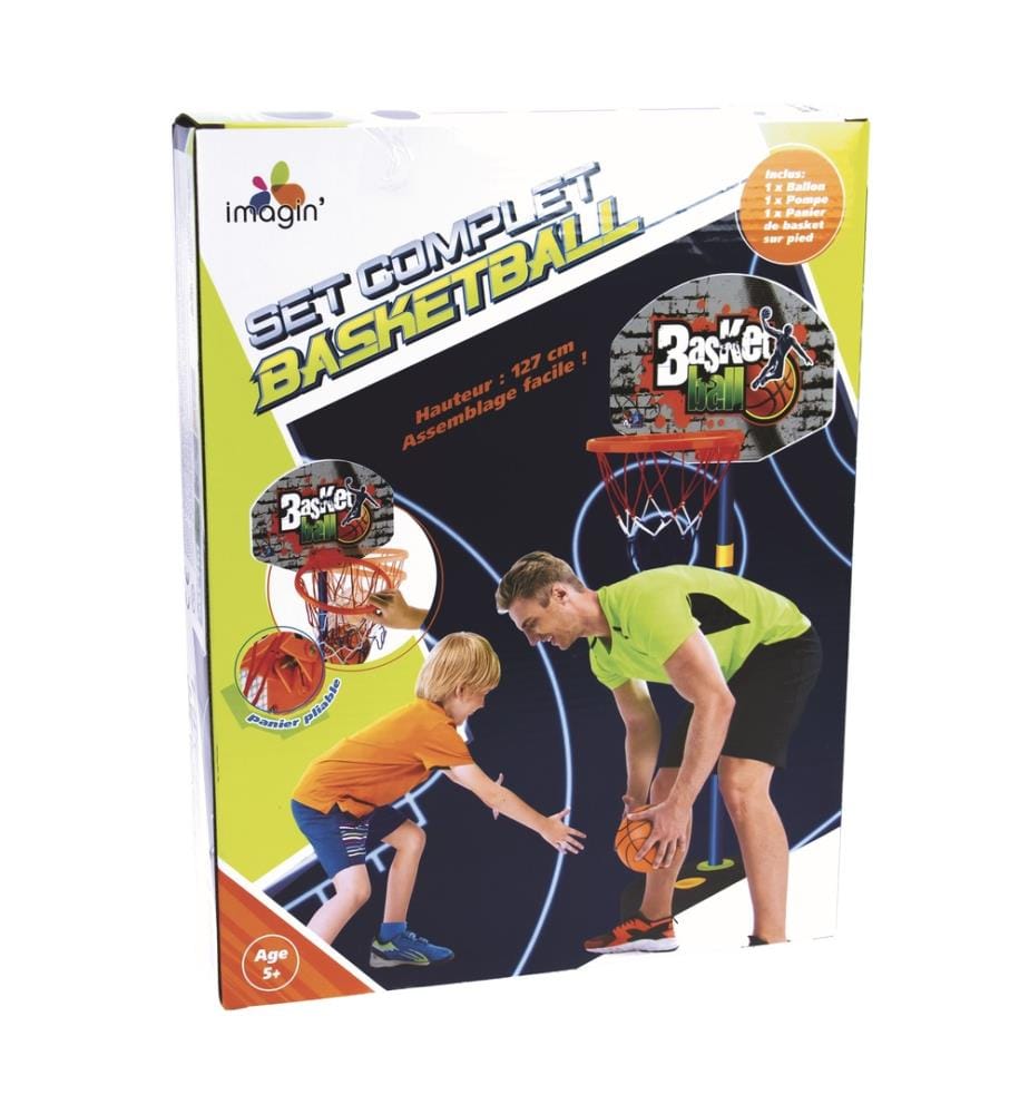 Basketballkorb auf Standfuss Ø21xh126cm mit Ball Ø12cm undPumpe 10cm - Panel 26x36cm