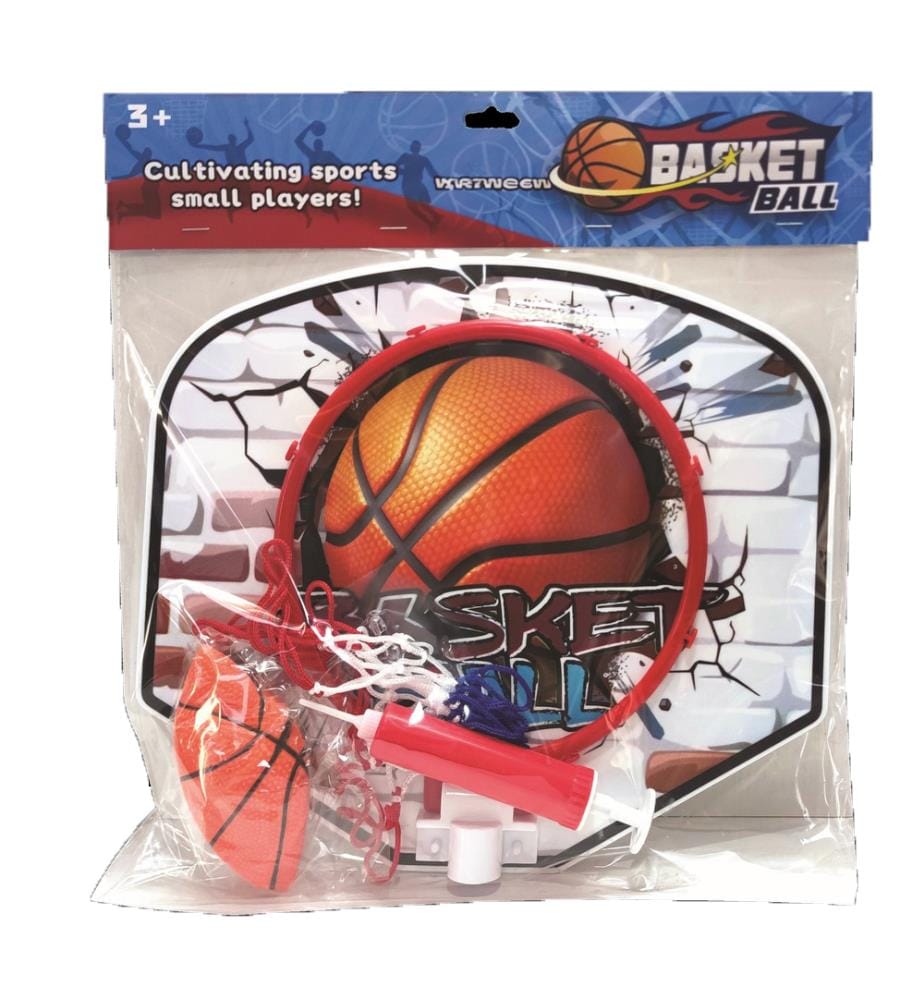 Basketballkorb zum Aufhängen, 32 x 27 cm – Miniball,Befestigungssystem und Pumpe
