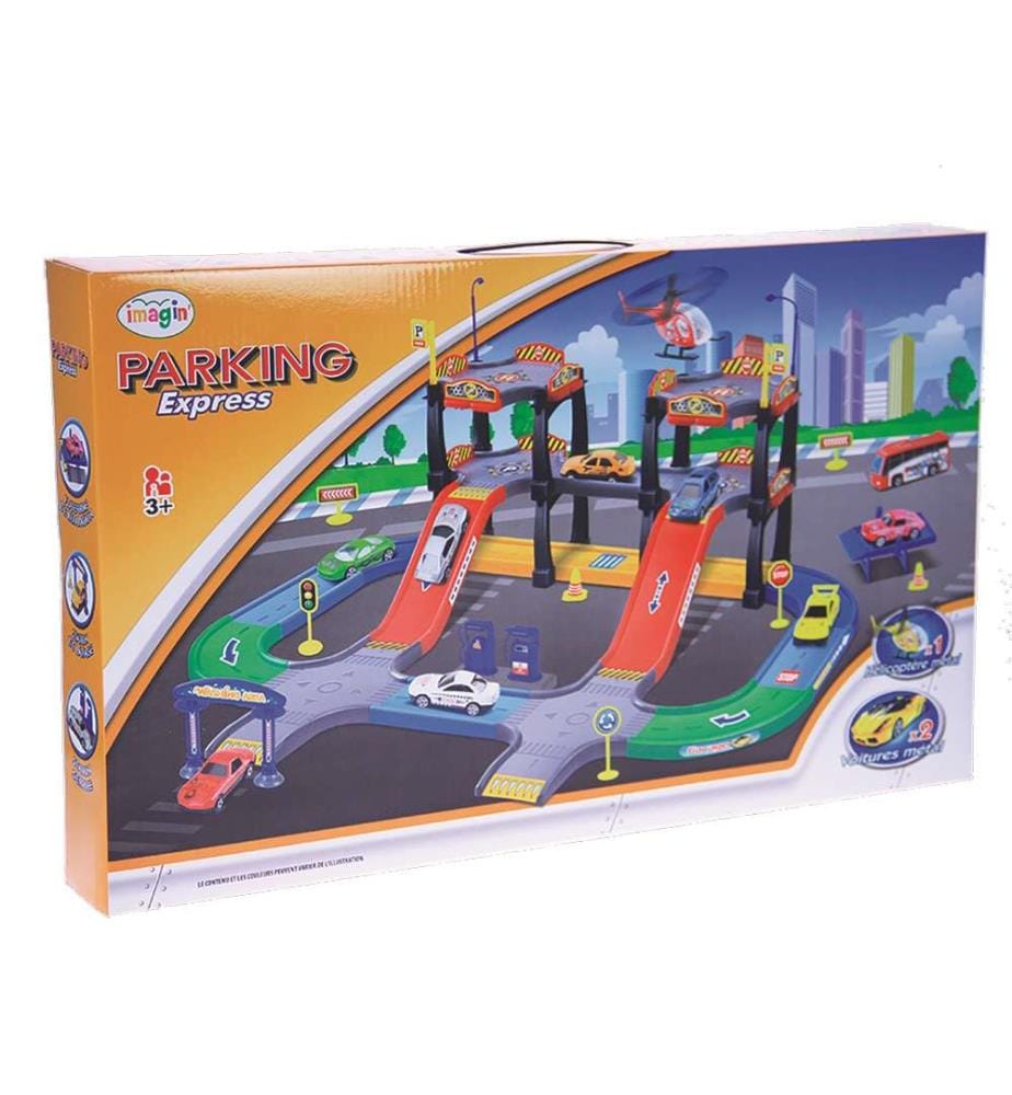 Rennstrecke Stadt Mit 2 Autos Und 1 Flugzeug Metall 30X22X5Cm