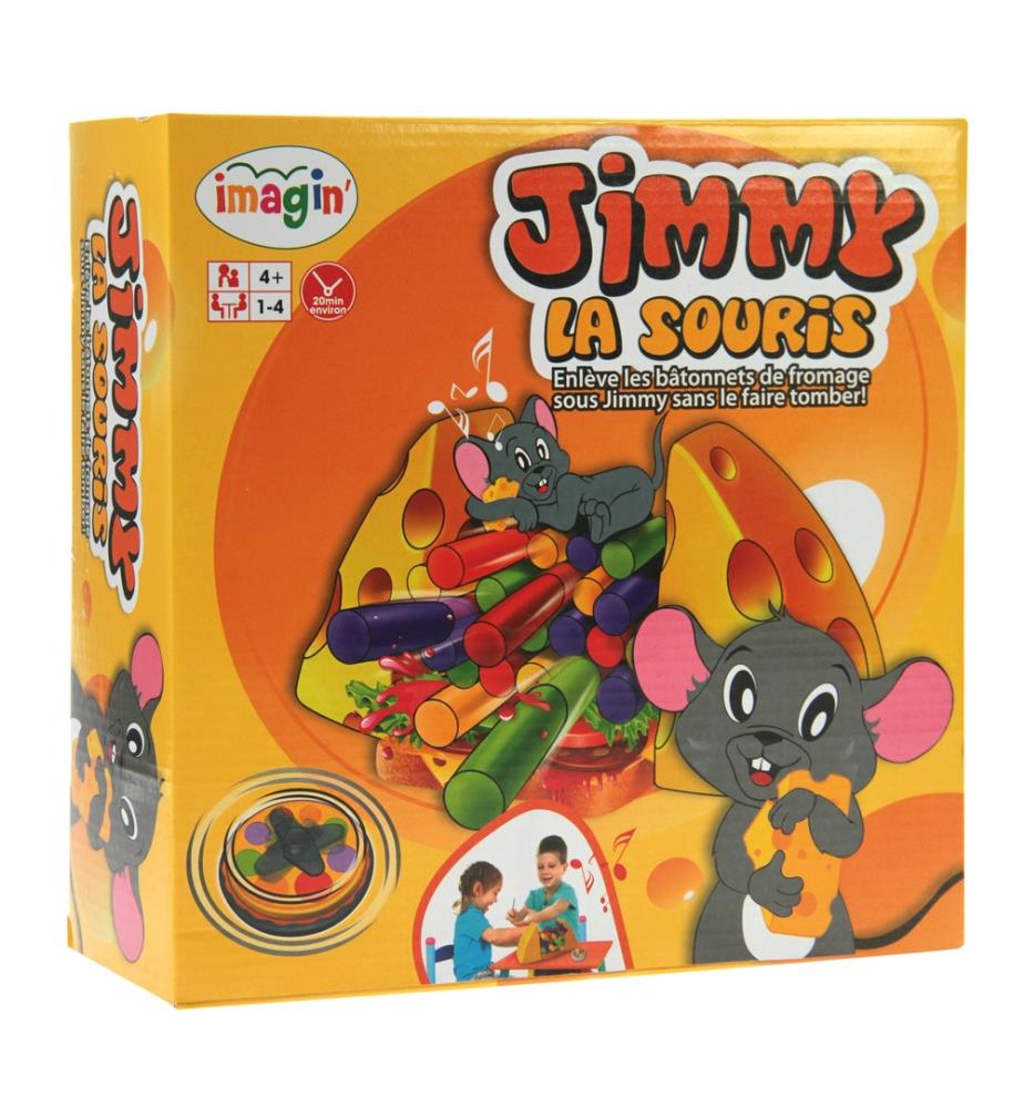 Jeu Jimmy La Souris - Enlevez les sticks de fromage sans faire tomber Jimmy! - 26x26x11cm