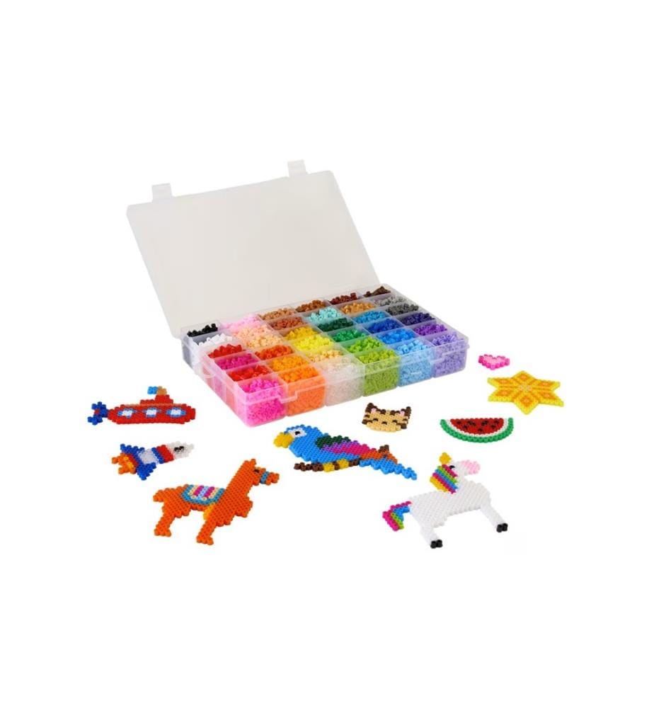 Bügelperlen-Set 3000 Bügelperlen mit Dekorationsbrettern - Vitrinenbox 40X4X27Cm