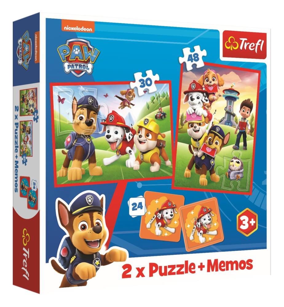 2Xpuzzles + Memos Pat'Patrouille, Die Hunde In Aktion - 30 Und 48Stück + Memos 24 Karten - 3 Jahre +