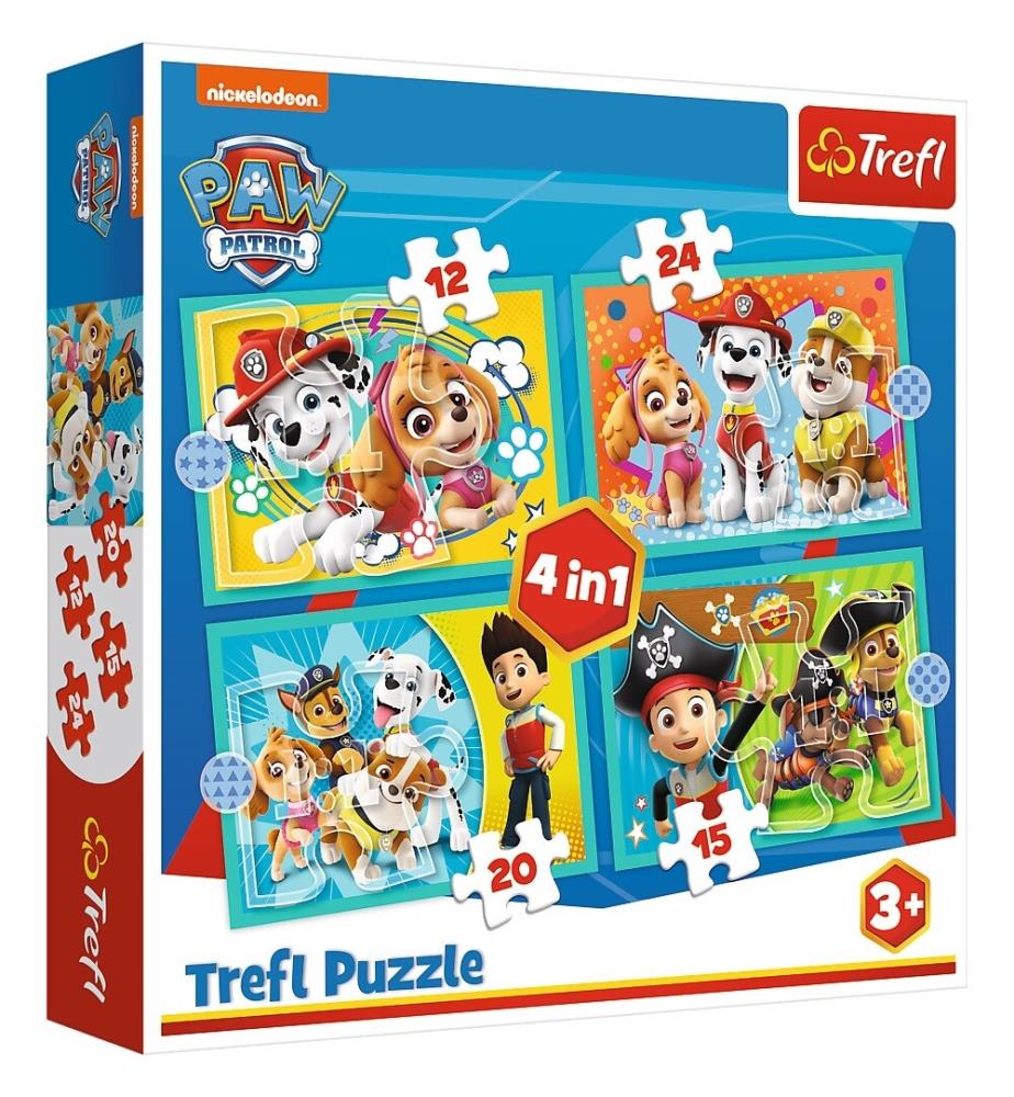Set aus 4 Pat' Patrouille 4-in-1 Puzzles (12, 15, 20, 24 Teile)