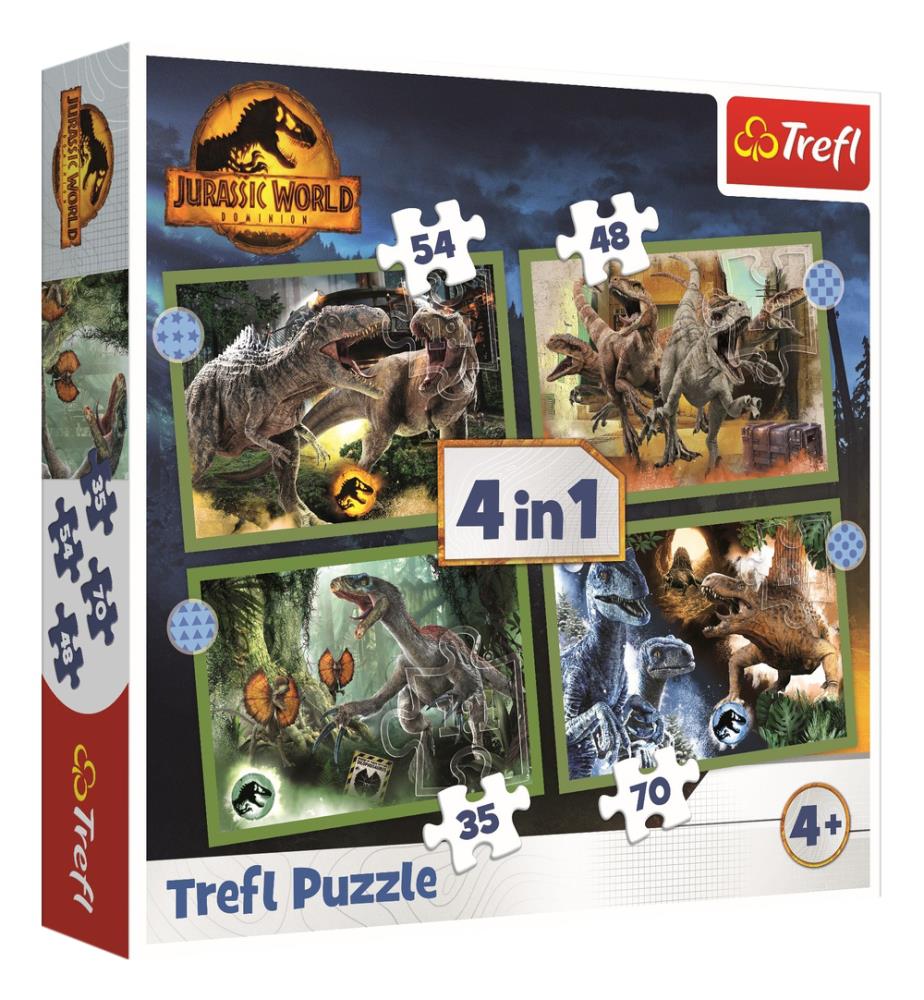 JURASSIC WORLD Die bedrohlichen Dinosaurier - 4-in-1-Puzzle (35, 48, 54, 70) - 4 JAHRE +