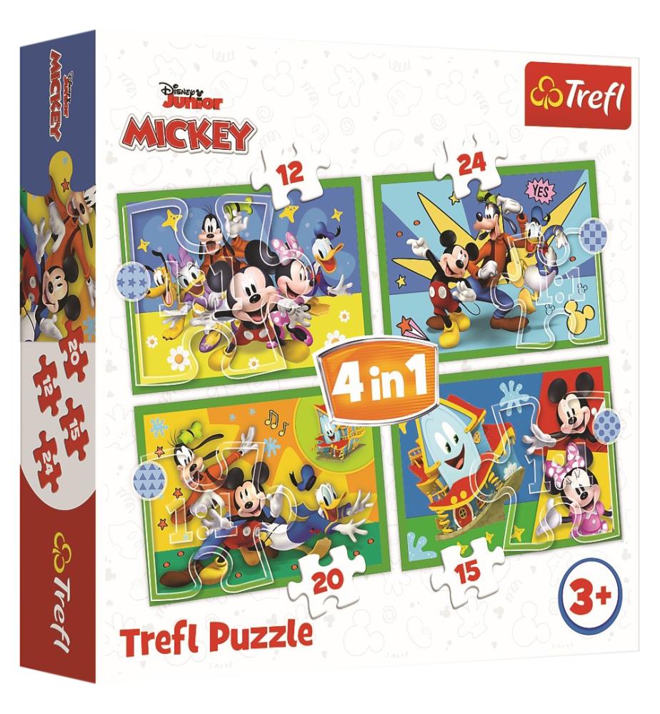 DISNEY - Mickey - Journée entre amis - Puzzles 4 en 1 - 4ANS +