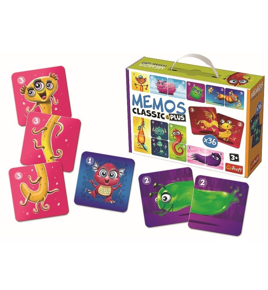MEMOS KLASSIK & PLUS Niedliche Monster - 36 Karten 6x6cm + Anleitung
