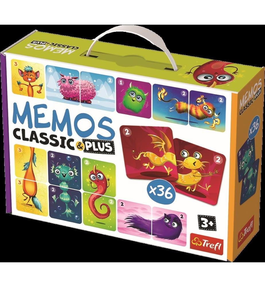 MEMOS KLASSIK & PLUS Niedliche Monster - 36 Karten 6x6cm + Anleitung