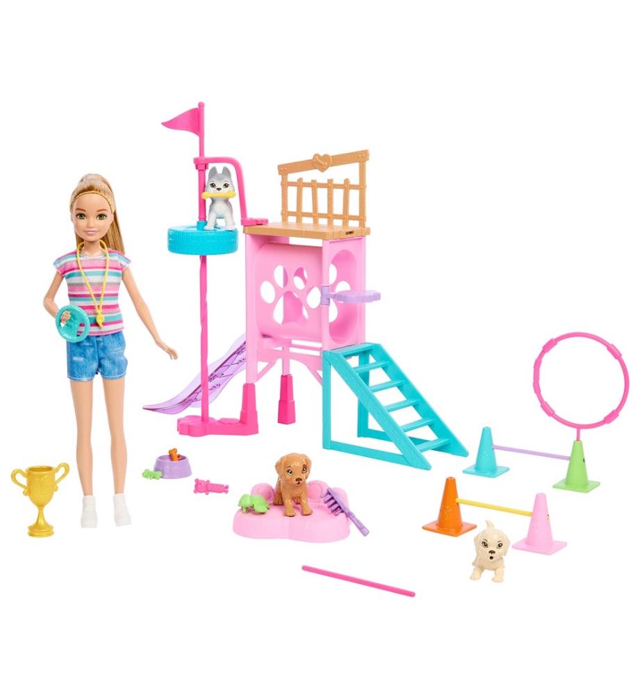 MATTEL Barbie-Puppe und Hindernisparcours-Set