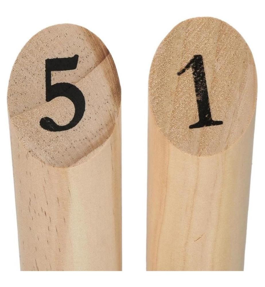 Jeu de quilles finlandaises - quilles 5,2xh15cm, bâton de lancer 5,2xh22,5cm - avec sac de rangement en coton - bois FSC