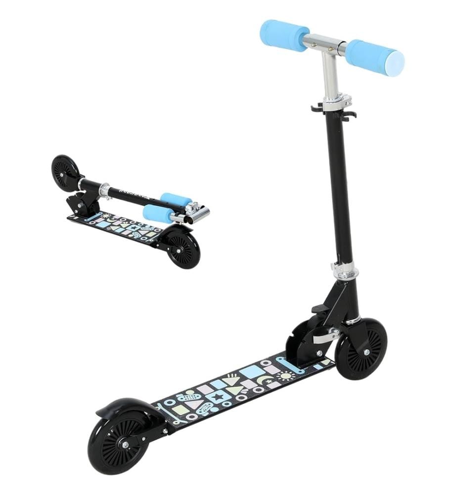 Trottinette Enfant  Pliable,  avec Guidon Réglable en Hauteur 3 Niveaux, Trotinettes Grande Roues et Poignée Antidérapant, 95-130CM, couleur Noir