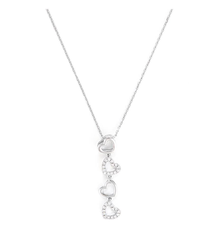 Pendentif 4 Coeurs - Or Blanc