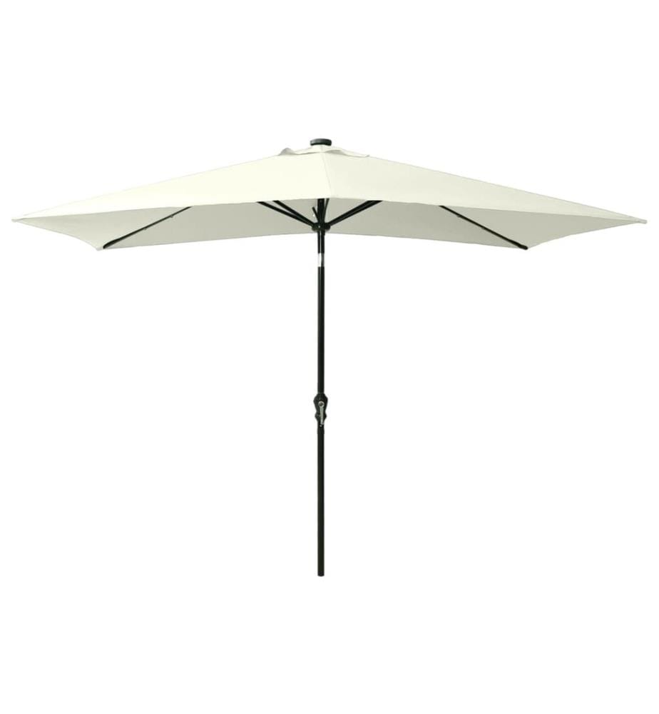 Parasol avec LED et mât en acier Sable 2x3 m